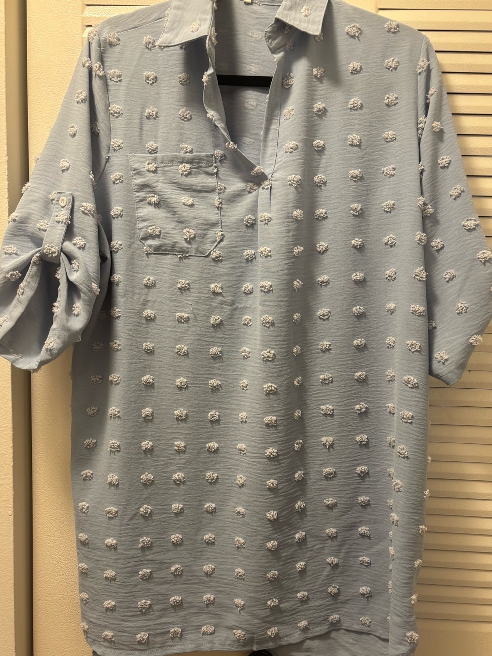 Light Blue Textured Dot Women’s Shirt